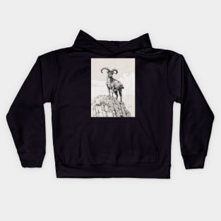 Ibex on rock Kids Hoodie